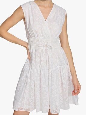 Tommy Hilfiger Petal Burnout Fit & Flare Dress, Size 6, Bright White, NWT